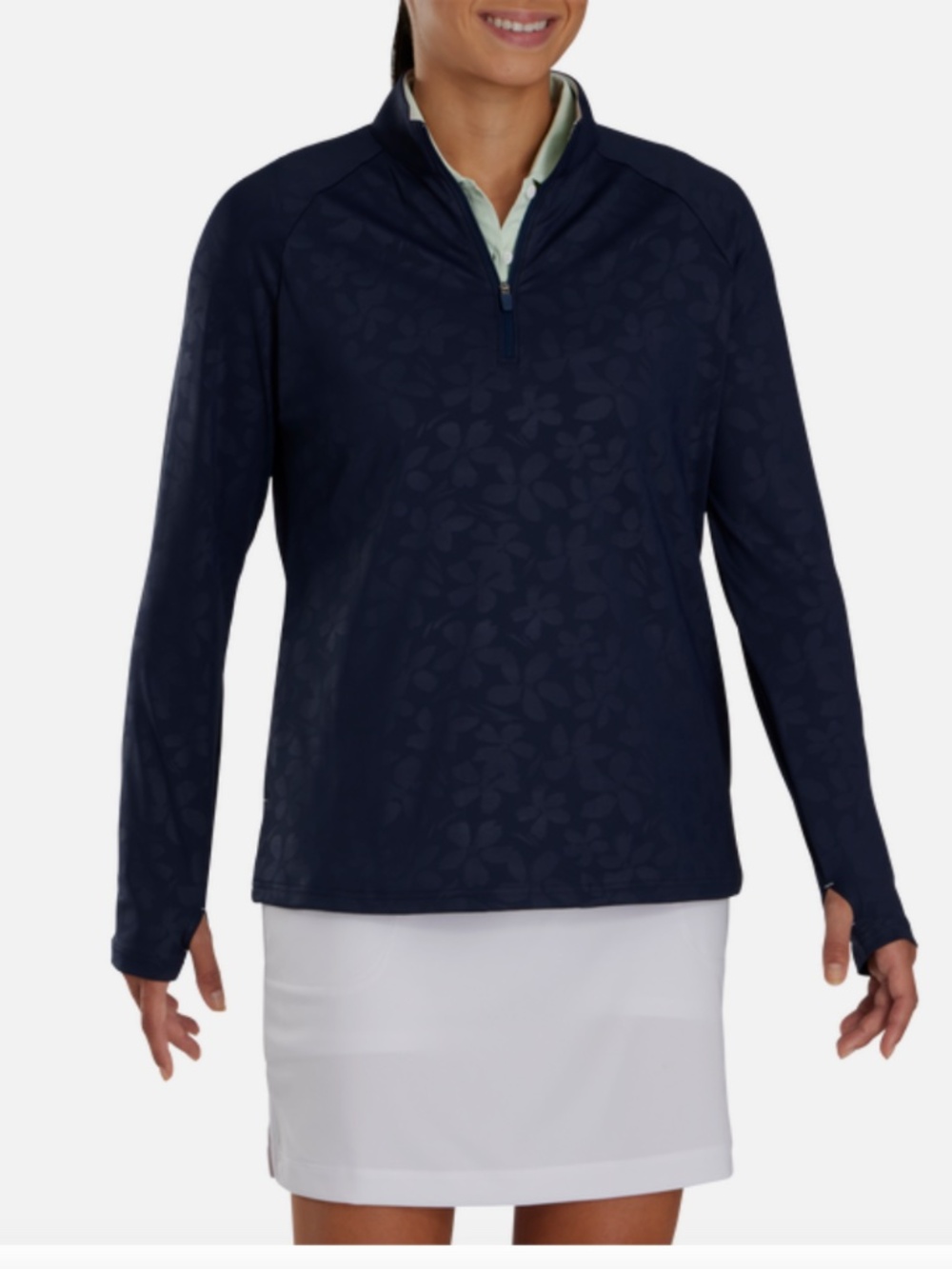 FootJoy Women's Navy Embossed Raglan ProDry Quarter-Zip Top